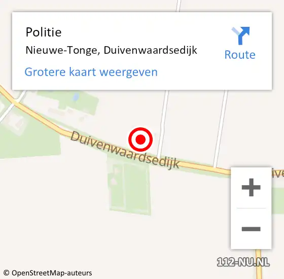 Locatie op kaart van de 112 melding: Politie Nieuwe-Tonge, Duivenwaardsedijk op 15 november 2024 06:53