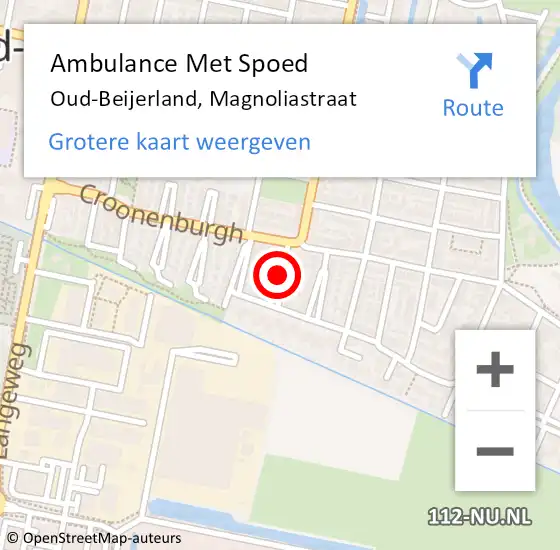 Locatie op kaart van de 112 melding: Ambulance Met Spoed Naar Oud-Beijerland, Magnoliastraat op 15 november 2024 07:47