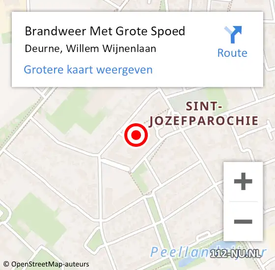 Locatie op kaart van de 112 melding: Brandweer Met Grote Spoed Naar Deurne, Willem Wijnenlaan op 15 november 2024 07:53