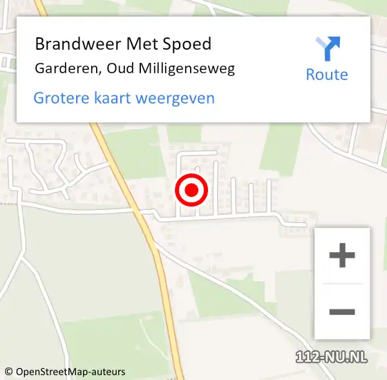 Locatie op kaart van de 112 melding: Brandweer Met Spoed Naar Garderen, Oud Milligenseweg op 15 november 2024 08:23