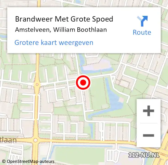 Locatie op kaart van de 112 melding: Brandweer Met Grote Spoed Naar Amstelveen, William Boothlaan op 15 november 2024 08:28