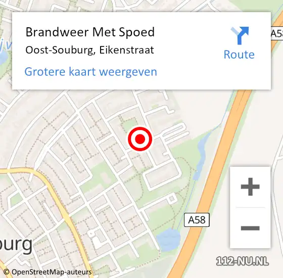 Locatie op kaart van de 112 melding: Brandweer Met Spoed Naar Oost-Souburg, Eikenstraat op 15 november 2024 08:38