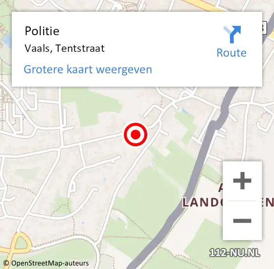 Locatie op kaart van de 112 melding: Politie Vaals, Tentstraat op 15 november 2024 08:41