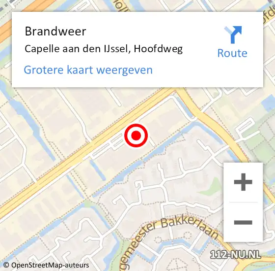 Locatie op kaart van de 112 melding: Brandweer Capelle aan den IJssel, Hoofdweg op 15 november 2024 08:49