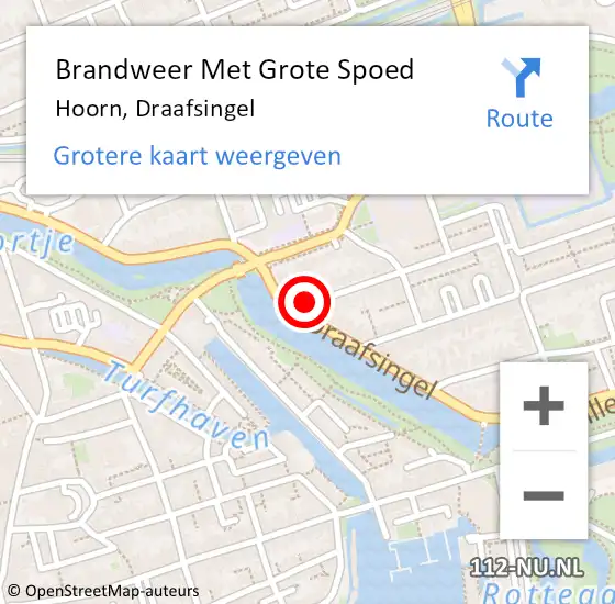 Locatie op kaart van de 112 melding: Brandweer Met Grote Spoed Naar Hoorn, Draafsingel op 15 november 2024 08:51