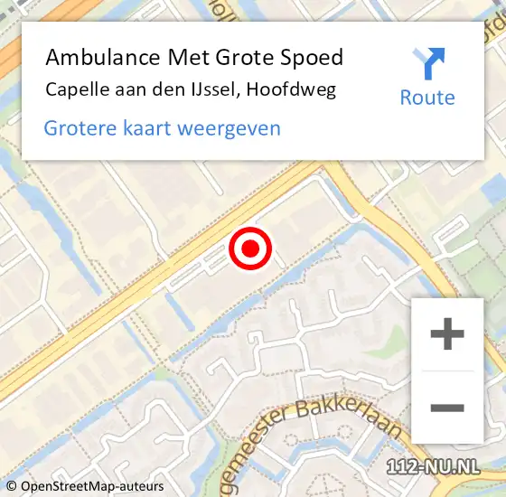 Locatie op kaart van de 112 melding: Ambulance Met Grote Spoed Naar Capelle aan den IJssel, Hoofdweg op 15 november 2024 08:51