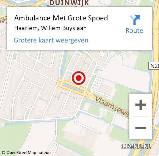 Locatie op kaart van de 112 melding: Ambulance Met Grote Spoed Naar Haarlem, Willem Buyslaan op 15 november 2024 09:38