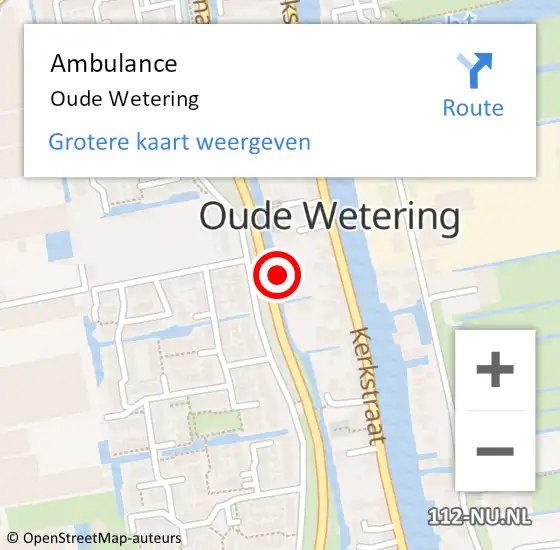 Locatie op kaart van de 112 melding: Ambulance Oude Wetering op 15 november 2024 09:40