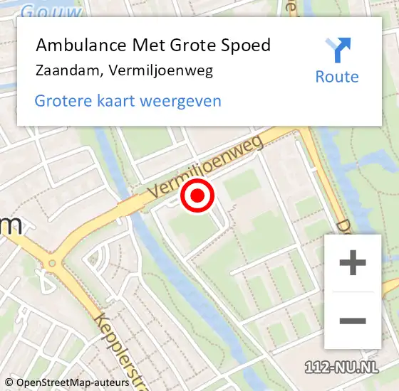 Locatie op kaart van de 112 melding: Ambulance Met Grote Spoed Naar Zaandam, Vermiljoenweg op 15 november 2024 09:47