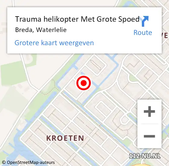 Locatie op kaart van de 112 melding: Trauma helikopter Met Grote Spoed Naar Breda, Waterlelie op 15 november 2024 10:09