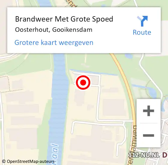 Locatie op kaart van de 112 melding: Brandweer Met Grote Spoed Naar Oosterhout, Gooikensdam op 15 november 2024 10:25