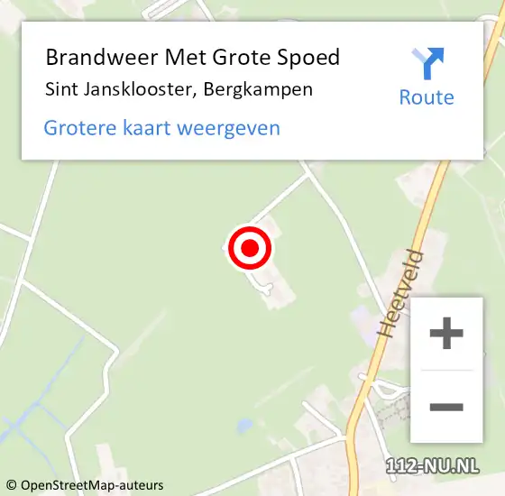 Locatie op kaart van de 112 melding: Brandweer Met Grote Spoed Naar Sint Jansklooster, Bergkampen op 15 november 2024 10:35