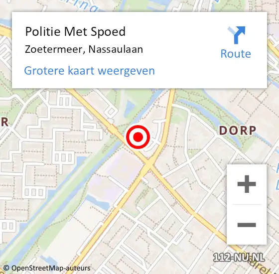 Locatie op kaart van de 112 melding: Politie Met Spoed Naar Zoetermeer, Nassaulaan op 15 november 2024 10:36