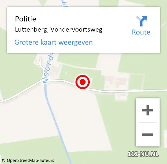 Locatie op kaart van de 112 melding: Politie Luttenberg, Vondervoortsweg op 15 november 2024 10:44