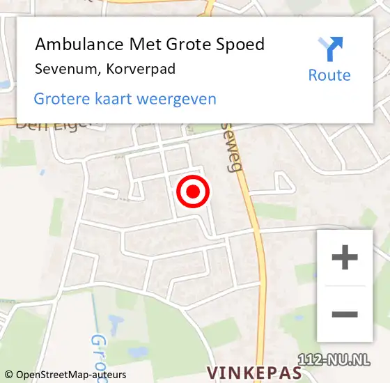 Locatie op kaart van de 112 melding: Ambulance Met Grote Spoed Naar Sevenum, Korverpad op 27 oktober 2014 07:29