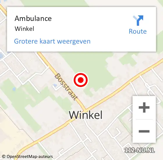 Locatie op kaart van de 112 melding: Ambulance Winkel op 15 november 2024 11:26