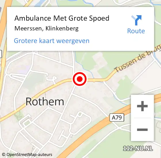 Locatie op kaart van de 112 melding: Ambulance Met Grote Spoed Naar Meerssen, Klinkenberg op 27 oktober 2014 07:32