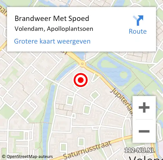 Locatie op kaart van de 112 melding: Brandweer Met Spoed Naar Volendam, Apolloplantsoen op 15 november 2024 11:31