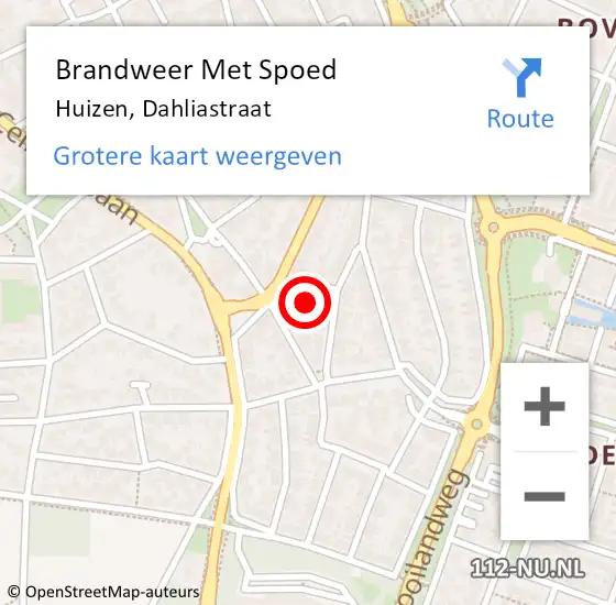 Locatie op kaart van de 112 melding: Brandweer Met Spoed Naar Huizen, Dahliastraat op 15 november 2024 11:32