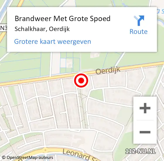 Locatie op kaart van de 112 melding: Brandweer Met Grote Spoed Naar Schalkhaar, Oerdijk op 15 november 2024 11:39