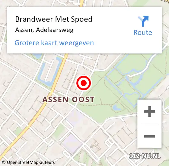 Locatie op kaart van de 112 melding: Brandweer Met Spoed Naar Assen, Adelaarsweg op 15 november 2024 12:02