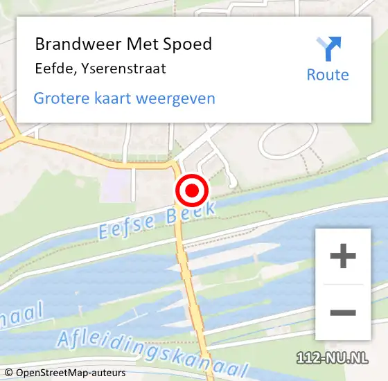 Locatie op kaart van de 112 melding: Brandweer Met Spoed Naar Eefde, Yserenstraat op 15 november 2024 12:08