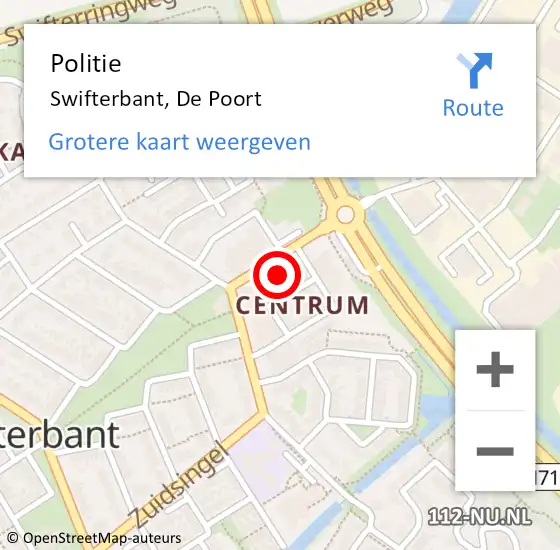 Locatie op kaart van de 112 melding: Politie Swifterbant, De Poort op 15 november 2024 12:20