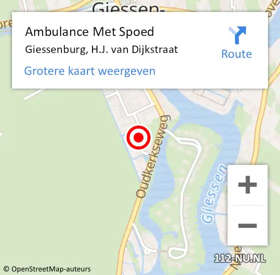 Locatie op kaart van de 112 melding: Ambulance Met Spoed Naar Giessenburg, H.J. van Dijkstraat op 15 november 2024 12:22