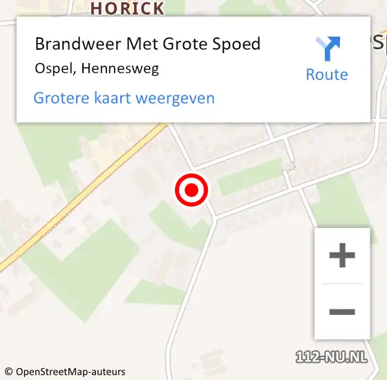 Locatie op kaart van de 112 melding: Brandweer Met Grote Spoed Naar Ospel, Hennesweg op 15 november 2024 12:29