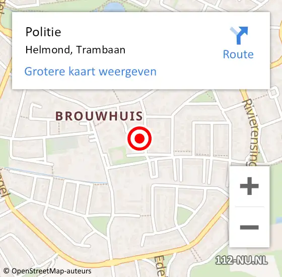 Locatie op kaart van de 112 melding: Politie Helmond, Trambaan op 15 november 2024 12:42