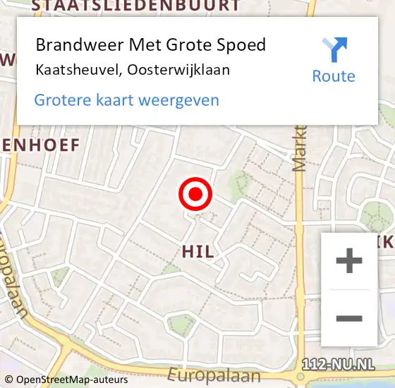 Locatie op kaart van de 112 melding: Brandweer Met Grote Spoed Naar Kaatsheuvel, Oosterwijklaan op 15 november 2024 13:12