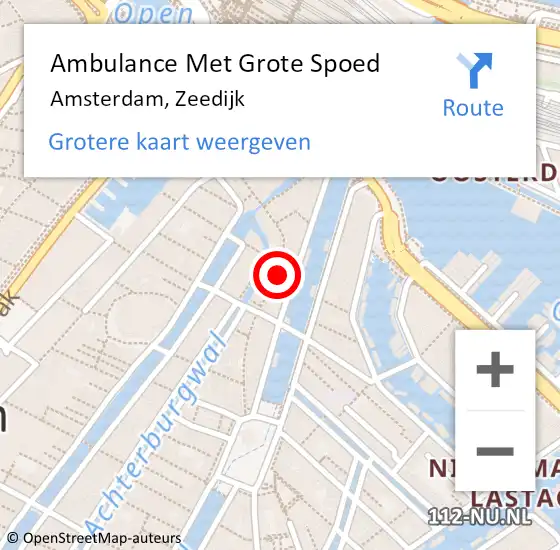 Locatie op kaart van de 112 melding: Ambulance Met Grote Spoed Naar Amsterdam, Zeedijk op 15 november 2024 13:21