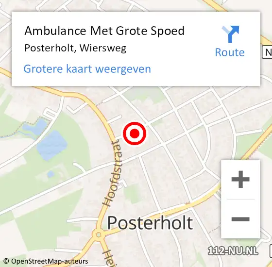 Locatie op kaart van de 112 melding: Ambulance Met Grote Spoed Naar Posterholt, Wiersweg op 15 november 2024 13:44