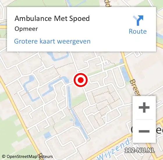 Locatie op kaart van de 112 melding: Ambulance Met Spoed Naar Opmeer op 15 november 2024 13:45