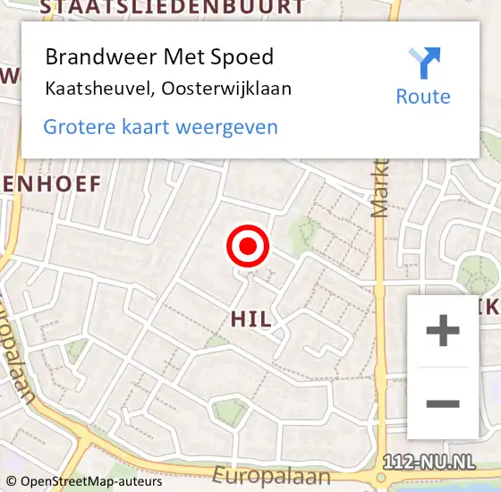 Locatie op kaart van de 112 melding: Brandweer Met Spoed Naar Kaatsheuvel, Oosterwijklaan op 15 november 2024 13:55