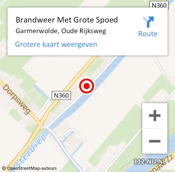 Locatie op kaart van de 112 melding: Brandweer Met Grote Spoed Naar Garmerwolde, Oude Rijksweg op 15 november 2024 13:59