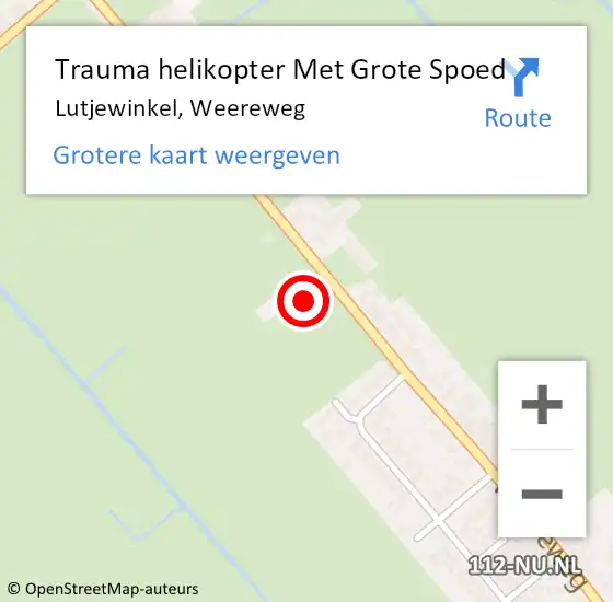 Locatie op kaart van de 112 melding: Trauma helikopter Met Grote Spoed Naar Lutjewinkel, Weereweg op 15 november 2024 14:05