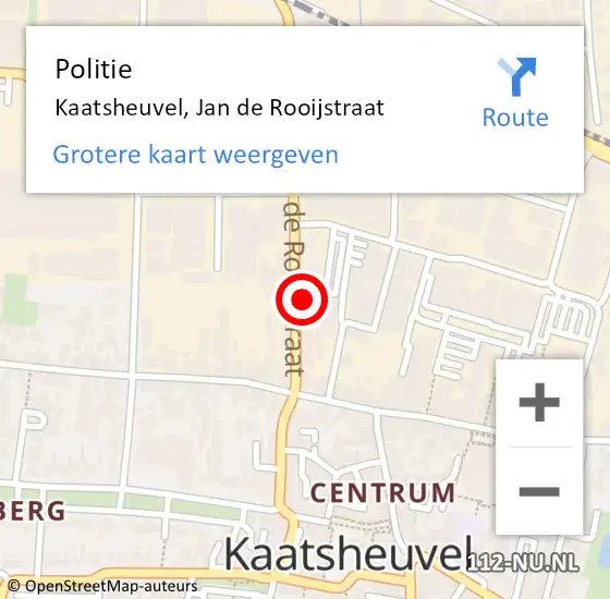 Locatie op kaart van de 112 melding: Politie Kaatsheuvel, Jan de Rooijstraat op 15 november 2024 14:28