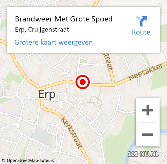 Locatie op kaart van de 112 melding: Brandweer Met Grote Spoed Naar Erp, Cruijgenstraat op 15 november 2024 14:50