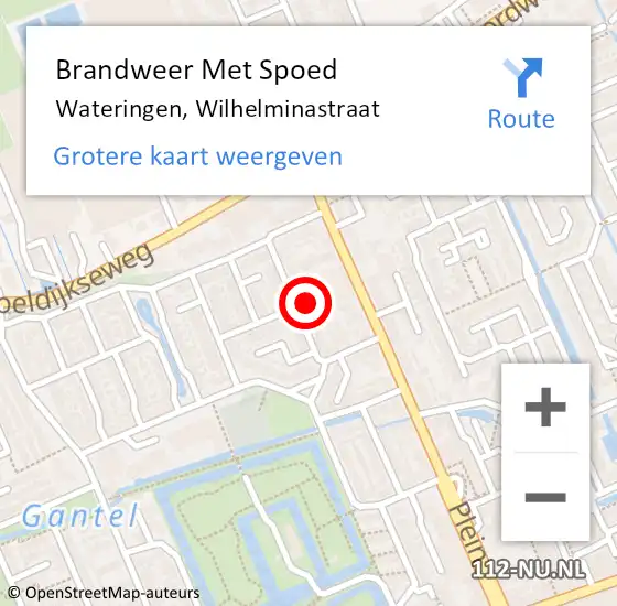 Locatie op kaart van de 112 melding: Brandweer Met Spoed Naar Wateringen, Wilhelminastraat op 15 november 2024 15:04