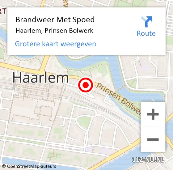 Locatie op kaart van de 112 melding: Brandweer Met Spoed Naar Haarlem, Prinsen Bolwerk op 15 november 2024 15:07