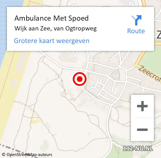 Locatie op kaart van de 112 melding: Ambulance Met Spoed Naar Wijk aan Zee, van Ogtropweg op 15 november 2024 15:10