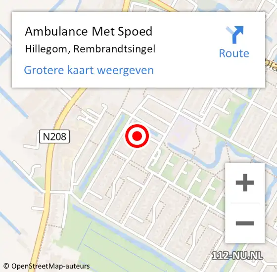 Locatie op kaart van de 112 melding: Ambulance Met Spoed Naar Hillegom, Rembrandtsingel op 15 november 2024 15:22