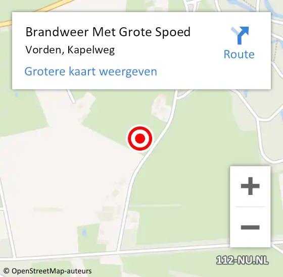 Locatie op kaart van de 112 melding: Brandweer Met Grote Spoed Naar Vorden, Kapelweg op 15 november 2024 15:38