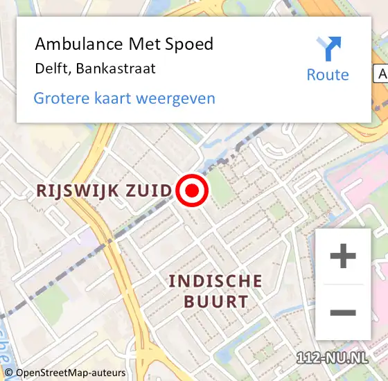 Locatie op kaart van de 112 melding: Ambulance Met Spoed Naar Den Haag, Bankastraat op 15 november 2024 15:55