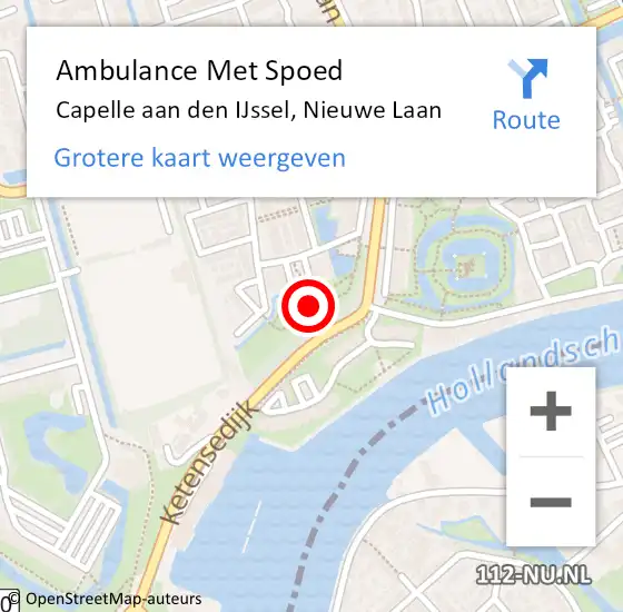 Locatie op kaart van de 112 melding: Ambulance Met Spoed Naar Capelle aan den IJssel, Nieuwe Laan op 15 november 2024 15:57