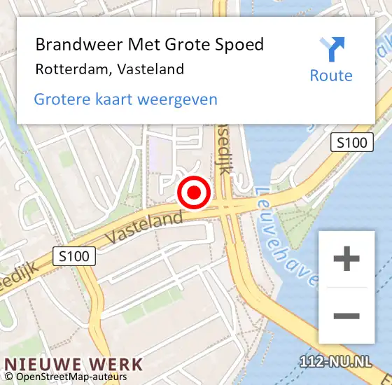 Locatie op kaart van de 112 melding: Brandweer Met Grote Spoed Naar Rotterdam, Vasteland op 15 november 2024 16:16