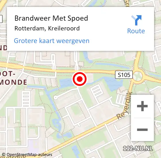 Locatie op kaart van de 112 melding: Brandweer Met Spoed Naar Rotterdam, Kreileroord op 15 november 2024 16:18