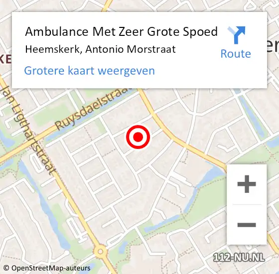 Locatie op kaart van de 112 melding: Ambulance Met Zeer Grote Spoed Naar Heemskerk, Antonio Morstraat op 15 november 2024 16:19