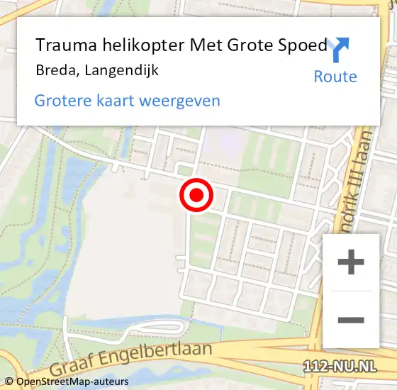 Locatie op kaart van de 112 melding: Trauma helikopter Met Grote Spoed Naar Breda, Langendijk op 15 november 2024 16:21